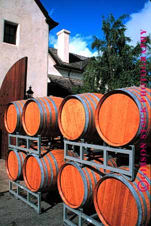 Stock Photo #1656: keywords -  aging barrels carmel chateau ferment julien vert wine winery wood
