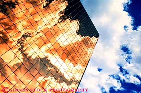 Stock Photo #3427: keywords -  abstract architecture cloud geometric geometry gold horz office pattern reflection sky square window