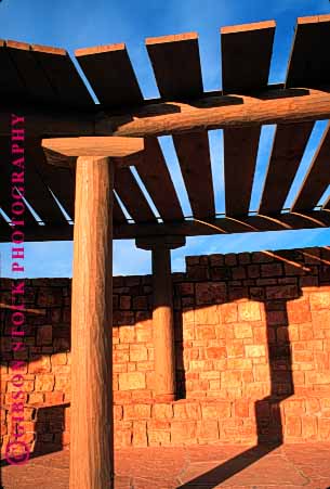 Stock Photo #1672: keywords -  adobe and architecture arizona beam geometric post pueblo sandstone southwest square stone style vert wall