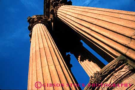 Stock Photo #1691: keywords -  ancient architecture art bearing column fine francisco greek horz load of palace pillar post revival roman san support traditional upward view
