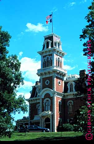 Stock Photo #1712: keywords -  architecture building govenors high iowa mansion sky tall tower upward vert