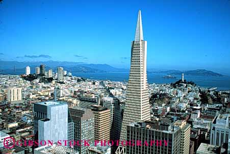 Stock Photo #1715: keywords -  architecture building francisco high horz narrow office pyramid rise san sky tall tower transamerica upward