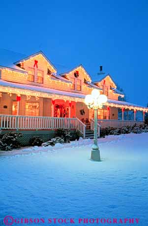 Stock Photo #3531: keywords -  americana celebrate christmas decorate dusk getaway holiday home house lighting relax released retreat romantic snow tradition vert warm winter