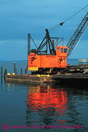 Stock Photo #6182: keywords -  barge bay clean coast construction crane equipment float heavy industry lift marine maritime new ocean orange sea shiny vert water