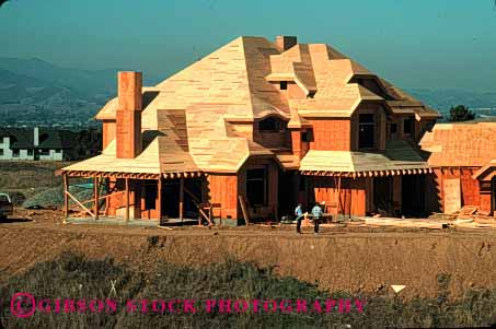 Stock Photo #1759: keywords -  build construction frame home horz house income industry mansion new plywood upper wood