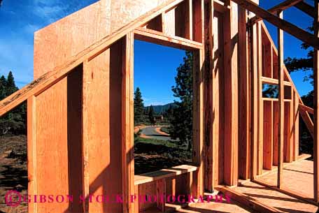 Stock Photo #1765: keywords - build construction frame geometric geometry home horz house industry new plywood rafter square wall window wood
