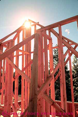 Stock Photo #13808: keywords -  board boards build building construction frame frames framing home homes house houses lumber new residence residential sun vert wood wooden
