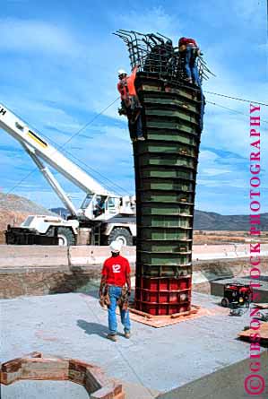 Stock Photo #1773: keywords -  abutment bridge climb concrete construction cooperate crew equipment fall form highway interstate job machine men pavement pour rebar risk road safety street team vert work