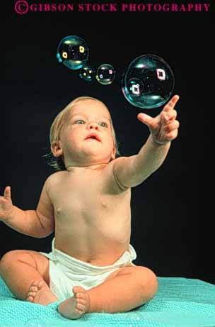 Stock Photo #3357: keywords -  baby bubbles children diaper explore reach released round touch vert