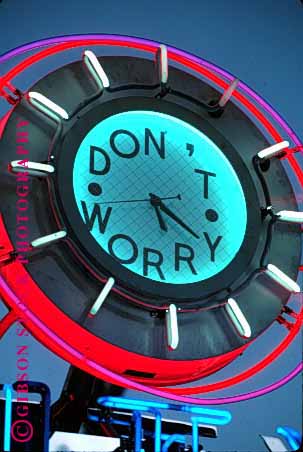 Stock Photo #1816: keywords - advise circle clock colorful dial donot hands humor modern neon rotate round time tower vert worry