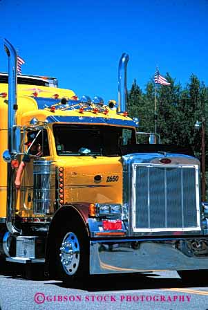 Stock Photo #1819: keywords -  bright chrome clean commerce in industry parade shiny shipping transportation truck trucking vert yellow