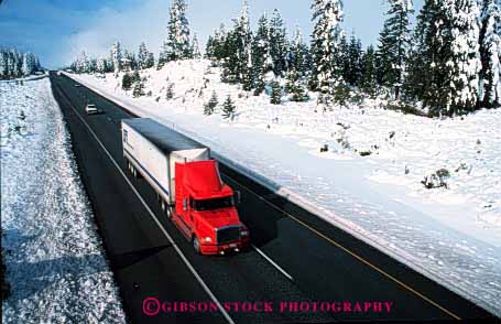 Stock Photo #1837: keywords -  california commerce highway highways horz industry interstate motion moving shipping snow transportation truck trucking trucks weather winter