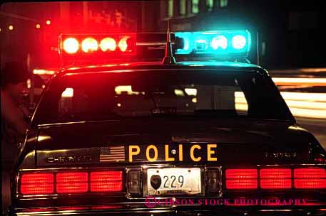 Stock Photo #1846: keywords - bright car danger horz lights night patrol police public risk service