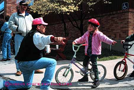 Stock Photo #1847: keywords -  bike careful caution child horz learn policeman public safety service summer teach test