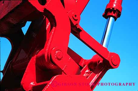 Stock Photo #1855: keywords - clean dig equipment heavy horz hydraulic metal new painted red steel