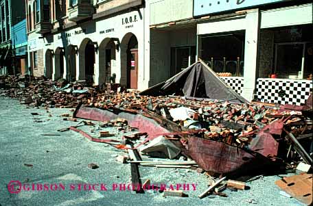 Stock Photo #1864: keywords -  apart claim collapsed damage danger destruction disaster earthquake fall francisco front horz insurance loss property risk san shake store vibrate