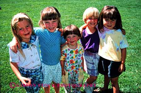 Stock Photo #1888: keywords -  buddy children cute friends girls group horz hug love model play pose released summer team together