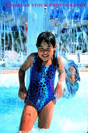 Stock Photo #1909: keywords -  asian child ethnic girl japanese model park play pose recreation released smile summer swim vert water wet