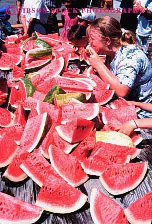 Stock Photo #1929: keywords -  competition contest eat food girl red vegetable vert watermelon