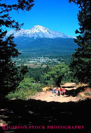 Stock Photo #1940: keywords -  adventure california child children exercise explore explores exploring forest four friends girls group groups hand hands hike hiker hikers hikes hiking kid kids landscape mount mountain near recreation released road scenery scenic shasta sport summer team together uphill vert walk walking walks