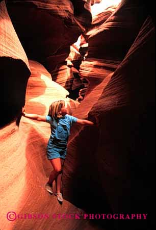 Stock Photo #1942: keywords -  adventure arizona canyon child curve explore geology girl hike model narrow nature outdoor released sandstone slot summer vert walk