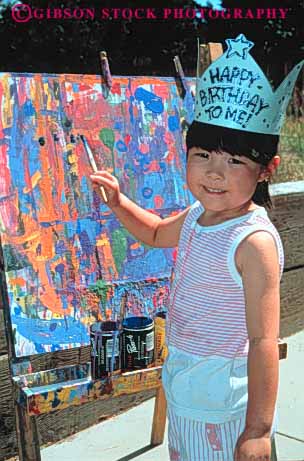 Stock Photo #3356: keywords -  art arts asian birthday child children colorful create crown cute education ethnic girl girls japanese kid kids minority outdoor painting paints preschool released skill smile smiles smiling vert youth