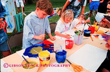 Stock Photo #1968: keywords -  abstract art boy child children create creative design elementary friend fun girl horz learn not outdoor painting play practice released summer together