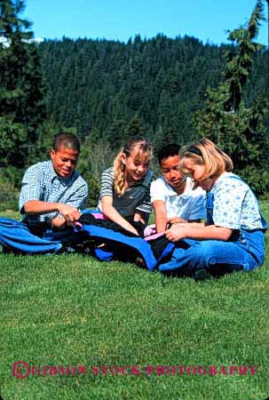 Stock Photo #1974: keywords -  african american black boy child children ethnic friend gender girl group mix model outdoor play recreation released share social talk vert