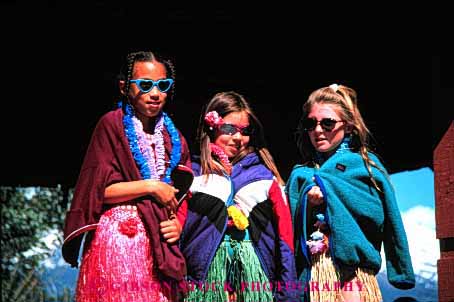 Stock Photo #1984: keywords -  african american black costume ethnic friend girls group horz mix model outdoor play preform recreation released share sing social summer sunglasses