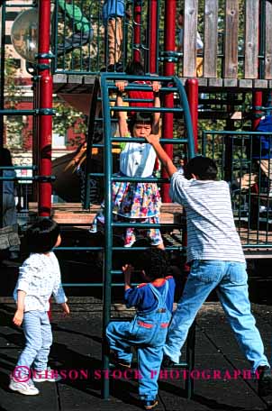 Stock Photo #2032: keywords - boy child children chinese climb ethnic francisco girl not playground released san social vert