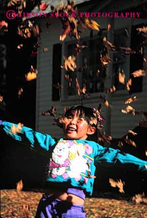 Stock Photo #2034: keywords -  asian child ethnic girl japanese leaves model released vert