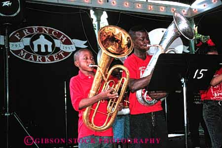 Stock Photo #2056: keywords -  african american band black boys child ethnic exercise horz instrument learn music outdoor perform show skill sound wind