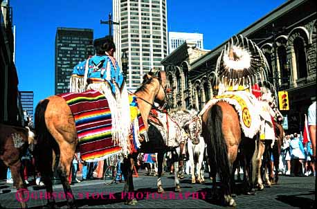 Stock Photo #2095: keywords -  colorful dres dress ethnic horseback horz indian native parade show traditional