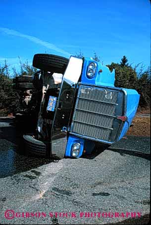 Stock Photo #2131: keywords - accident caution claim crash damage danger injury insurance loss property rollover traffic truck vehicle vert