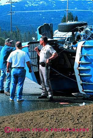 Stock Photo #2132: keywords -  accident caution claim collision crash damage danger driver injury insurance investigate loss police property report rollover traffic truck vehicle vert