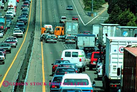 Stock Photo #2141: keywords -  accident accidents auto back backed bumper car cars caution claim collision collisions crash damage danger freeway freeways highway highways horz injury insurance interstate jam jamed loss property stop stopped stops traffic truck up vehicle vehicles wreck wrecked