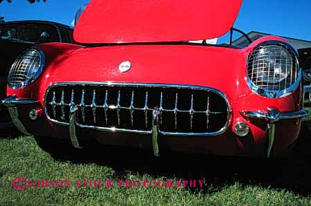Stock Photo #2150: keywords -  antique auto car chrome classic collectors colorful corvette custom horz hot paint red rod shiny valuable vehicle vintage