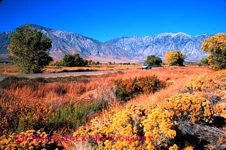 Stock Photo #2154: keywords -  auto autumn california car drive fall highway horz mountains moving owens road rural scenic sierra street transportation valley vehicle