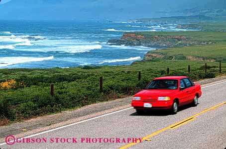 Stock Photo #2162: keywords - auto big california car coast drive highway horz moving ocean road rural scenic shore street sur transportation vehicle water