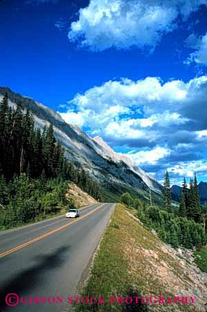 Stock Photo #2170: keywords - auto canada car clouds drive highway jasper mountain moving national park road rural scenic street transportation vehicle vert