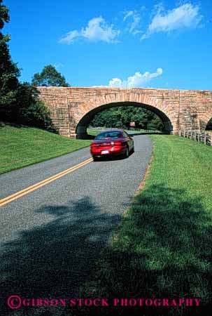 Stock Photo #2173: keywords -  auto blue bridge car drive highway moving ridge road rural scenic stone street transportation vehicle vert virginia