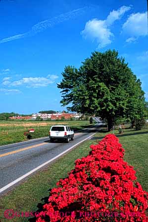 Stock Photo #6145: keywords -  auto automobile car countryside drive flowers garden highway landscape move movement red road route rural scenery scenic spotsylvania summer transport transportation travel vehicle vert