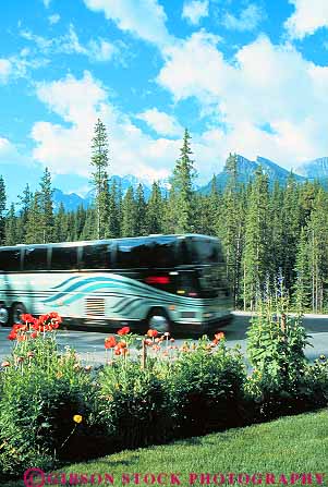 Stock Photo #14622: keywords - alberta banff bus buses busing canada commercial destination highway landscape mass national park parks public road roads scenery scenic street streets tour touring tours transit transportation travel traveler travelers vacation vehicle vert