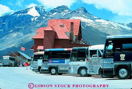 Stock Photo #14627: keywords - alberta bus buses busing canada center commercial destination horz icefield jasper mass national park parked parks public road roads street streets tour touring tours transit transportation travel traveler travelers vacation vehicle