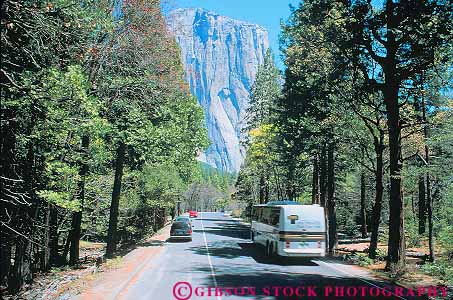 Stock Photo #14631: keywords -  bus buses busing california commercial destination highway horz in mass national park parks public road roads street streets tour touring tours transit transportation travel traveler travelers vacation valley vehicle yosemite