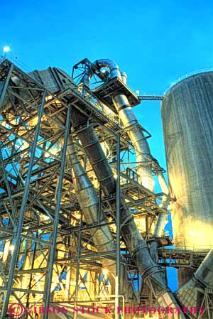 Stock Photo #3410: keywords -  california cement dusk equipment industry lighting manufacture pipe plant tank tehachapi vert