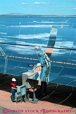Stock Photo #3416: keywords -  alternative california corner electrical electricity energy heat industry kramers luz mirror parabolic plant reflector solar technician technology vert