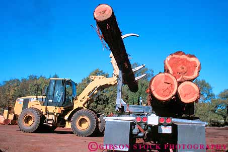 Stock Photo #14580: keywords -  board california company equipment heavy horz lift lifting lifts load log logging logs lumber mill outdoor outside red redwood stack stacks tractor tractors tree trees unloading willits