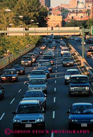 Stock Photo #2283: keywords -  boston bright caution dusk jam massachusetts red town traffic vert