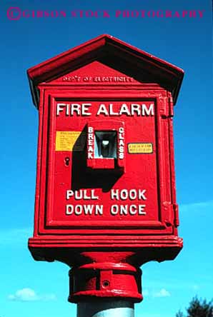 Stock Photo #2311: keywords -  alarm box call department disaster emergency fire notice pull red remote signal trucks vert